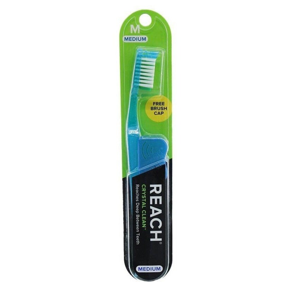 4 Pack Toothbrush Reach Crystal Clean Medium Adult Toothbrush Blue